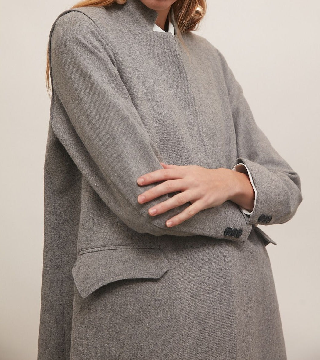 Grey Wool Blazer | Women's Modern Wool Jacket : Side view