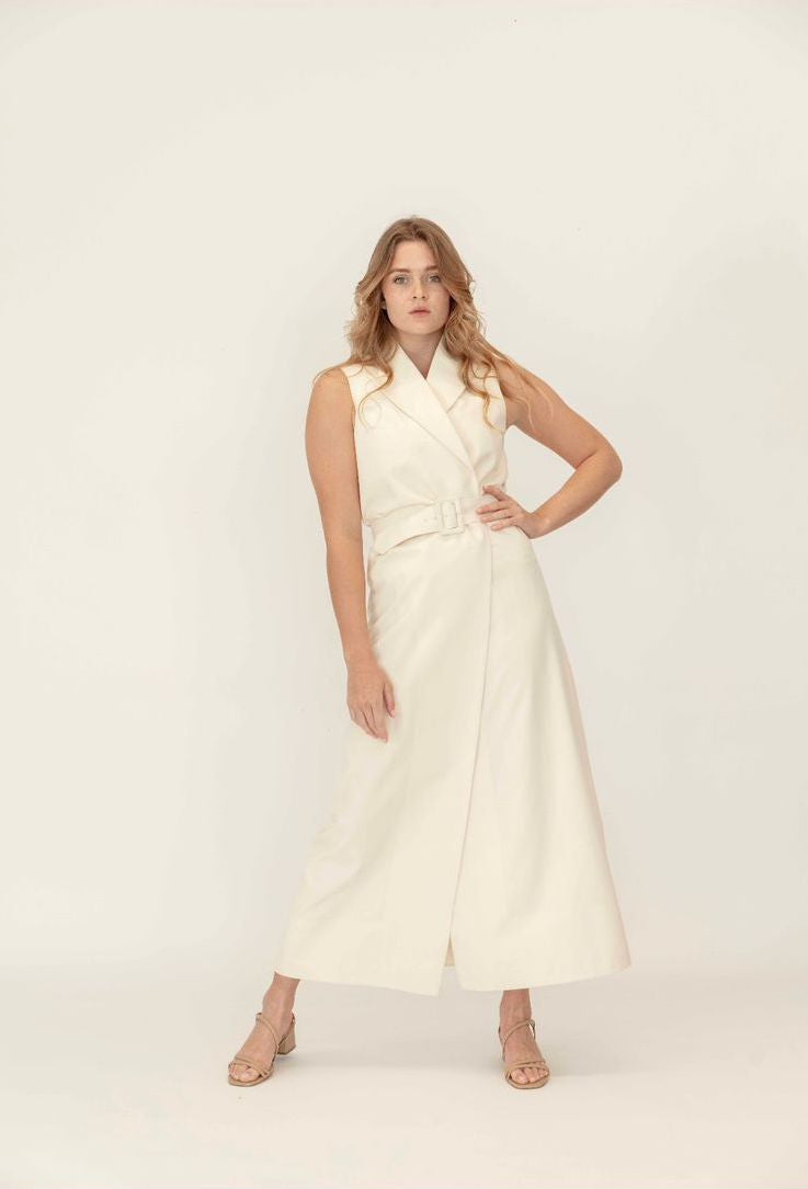 Belted Formal Suit Dress for Women : Front view