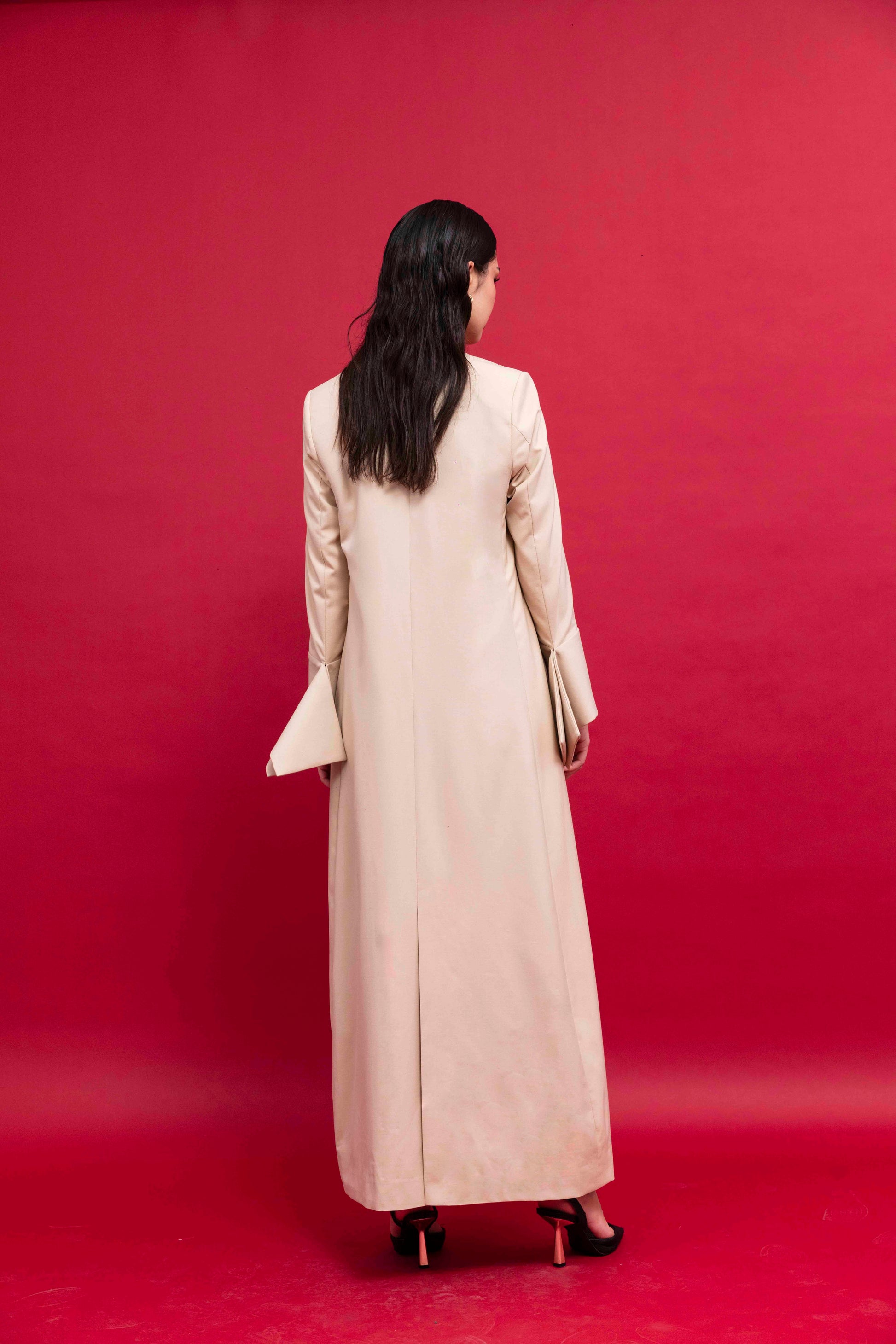 Women's Beige Tailored Blazer : Back view