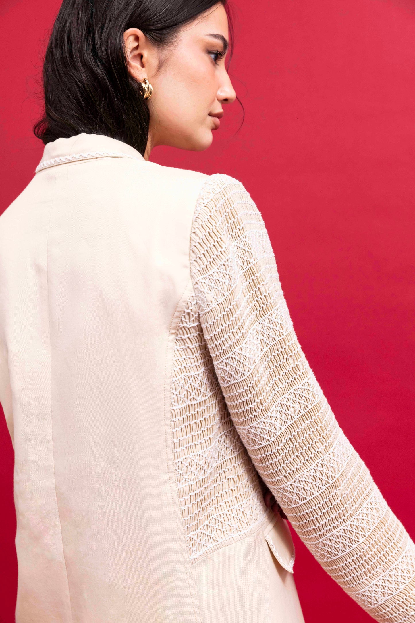 Blazer with Embroidery for Women : Back view