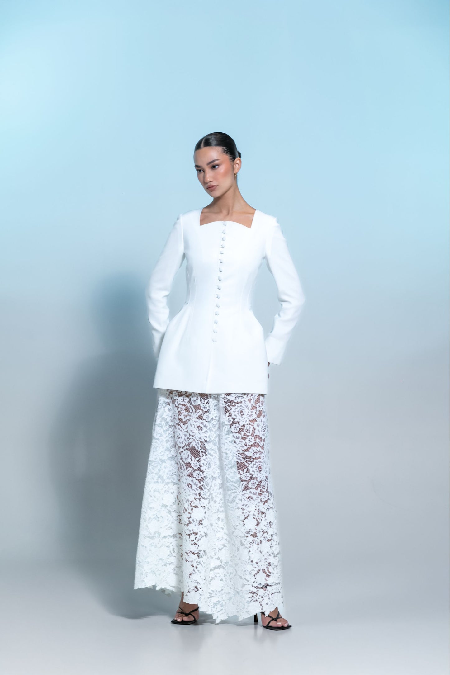 Lace skirt with leather ends