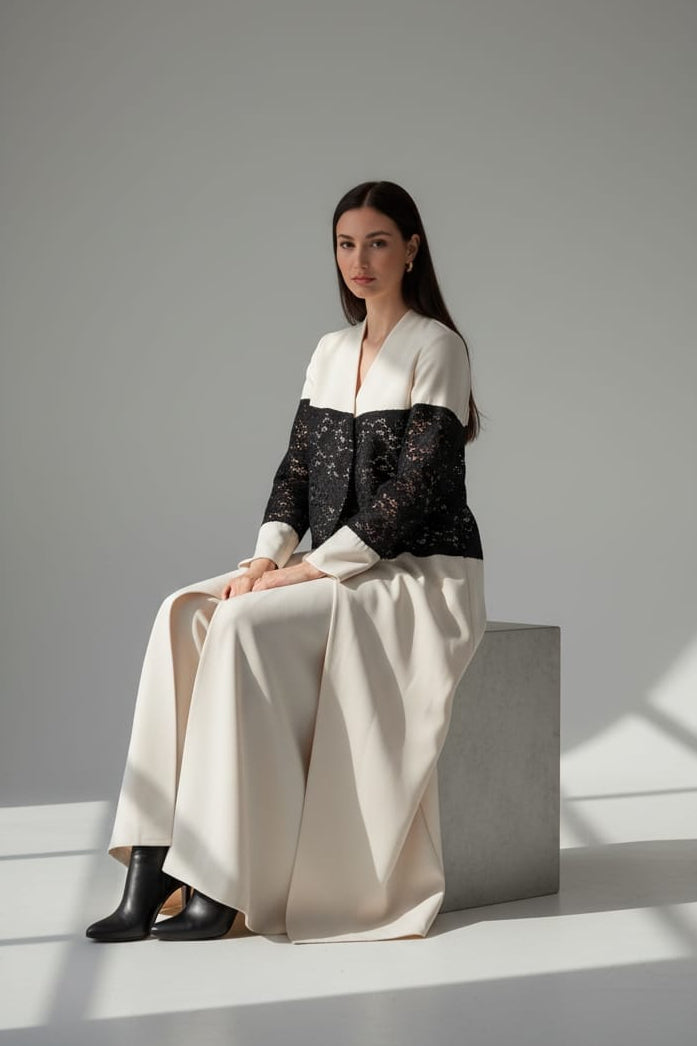 Leather lace classic blazer