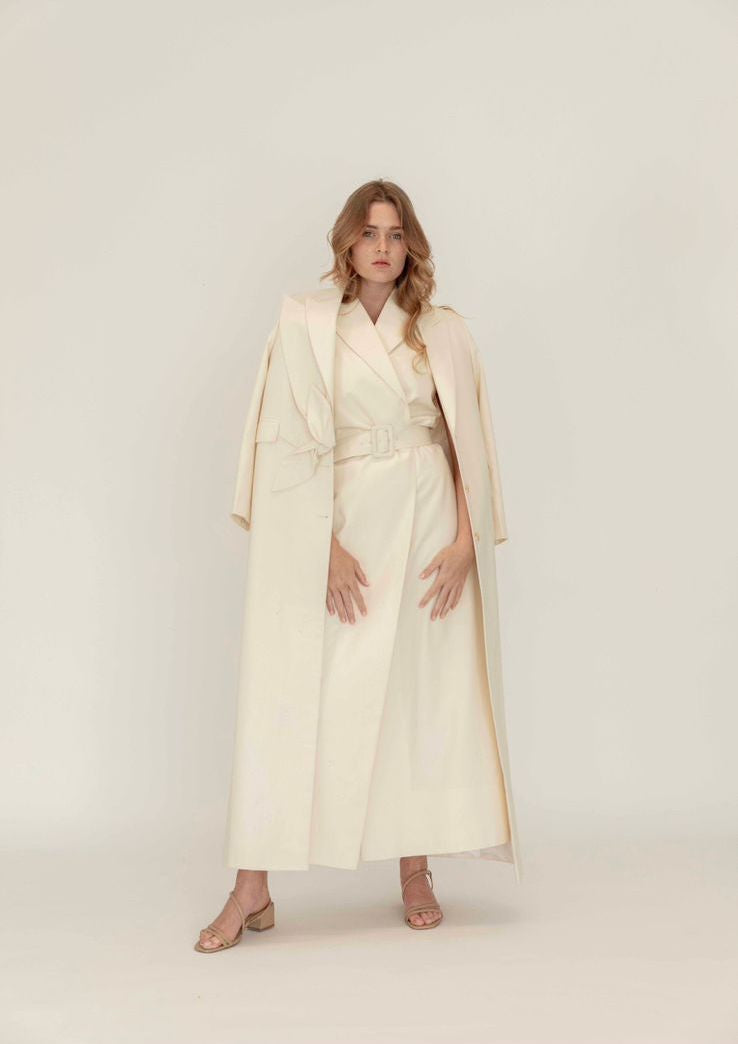 Belted Formal Suit Dress for Women : Front view