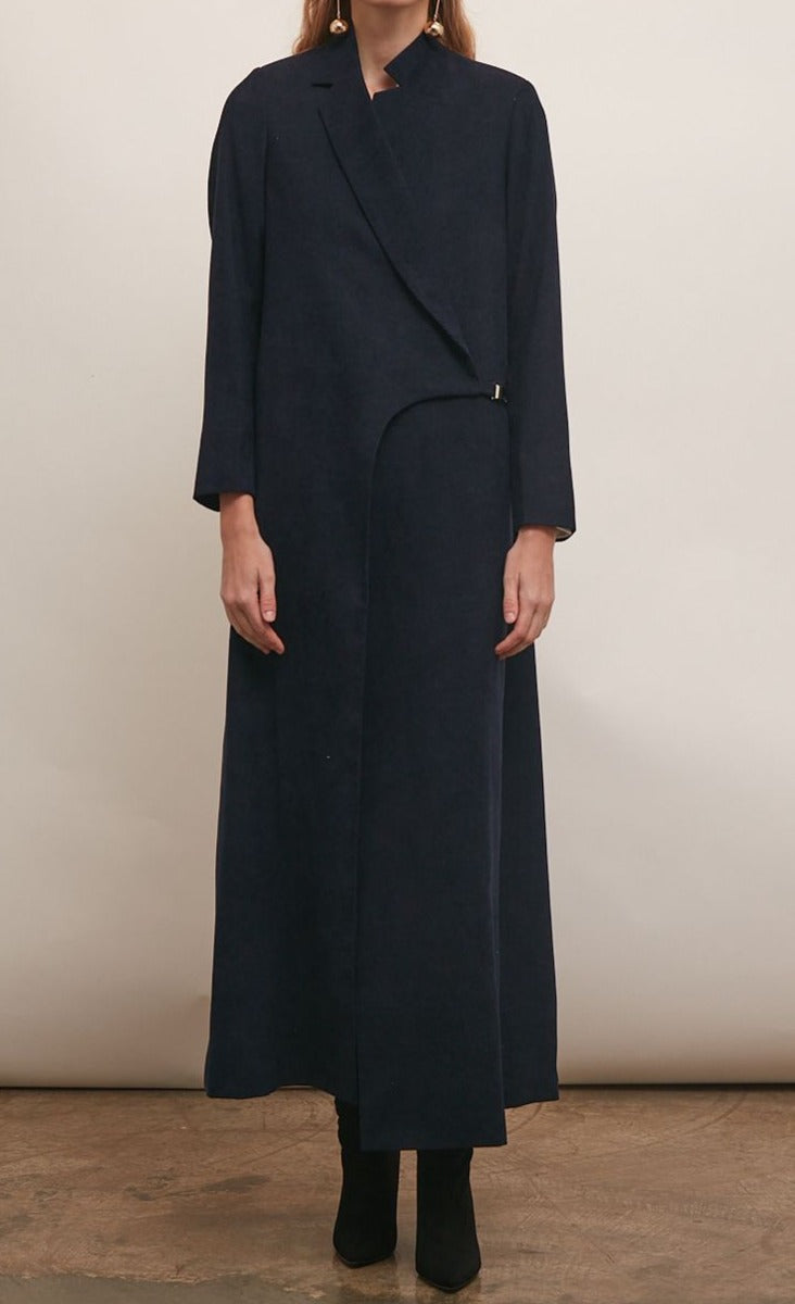 Navy Corduroy Buckled Blazer for Women | Stylish Blazer : Front view