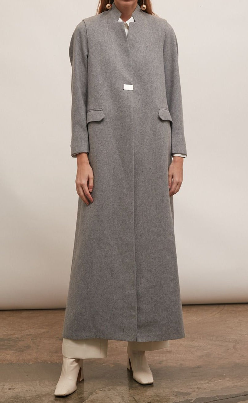 Grey Wool Blazer | Women's Modern Wool Jacket : Front view