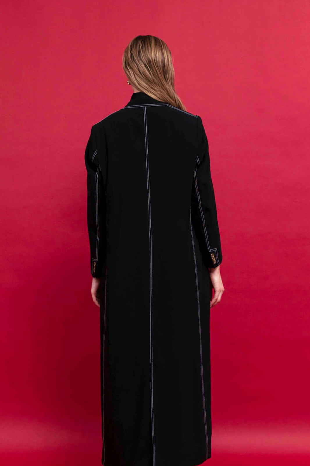 Women's Tailored Black Blazer : Back view