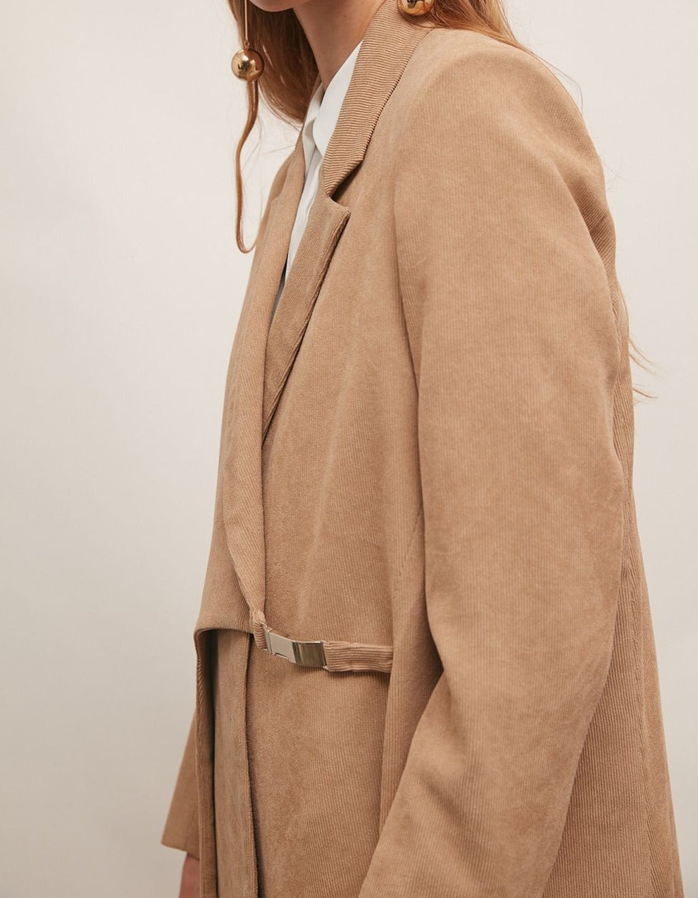 Beige Corduroy Women’s Blazer : Side view