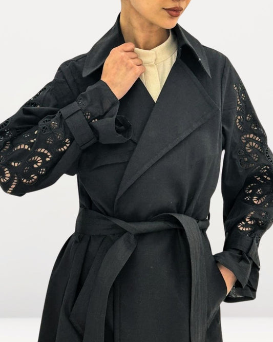 Embroidery  trench coat