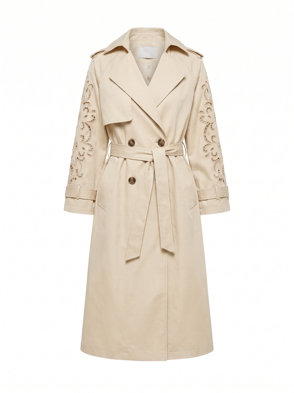 Georgina Henna Embroidery Long Trench Coat