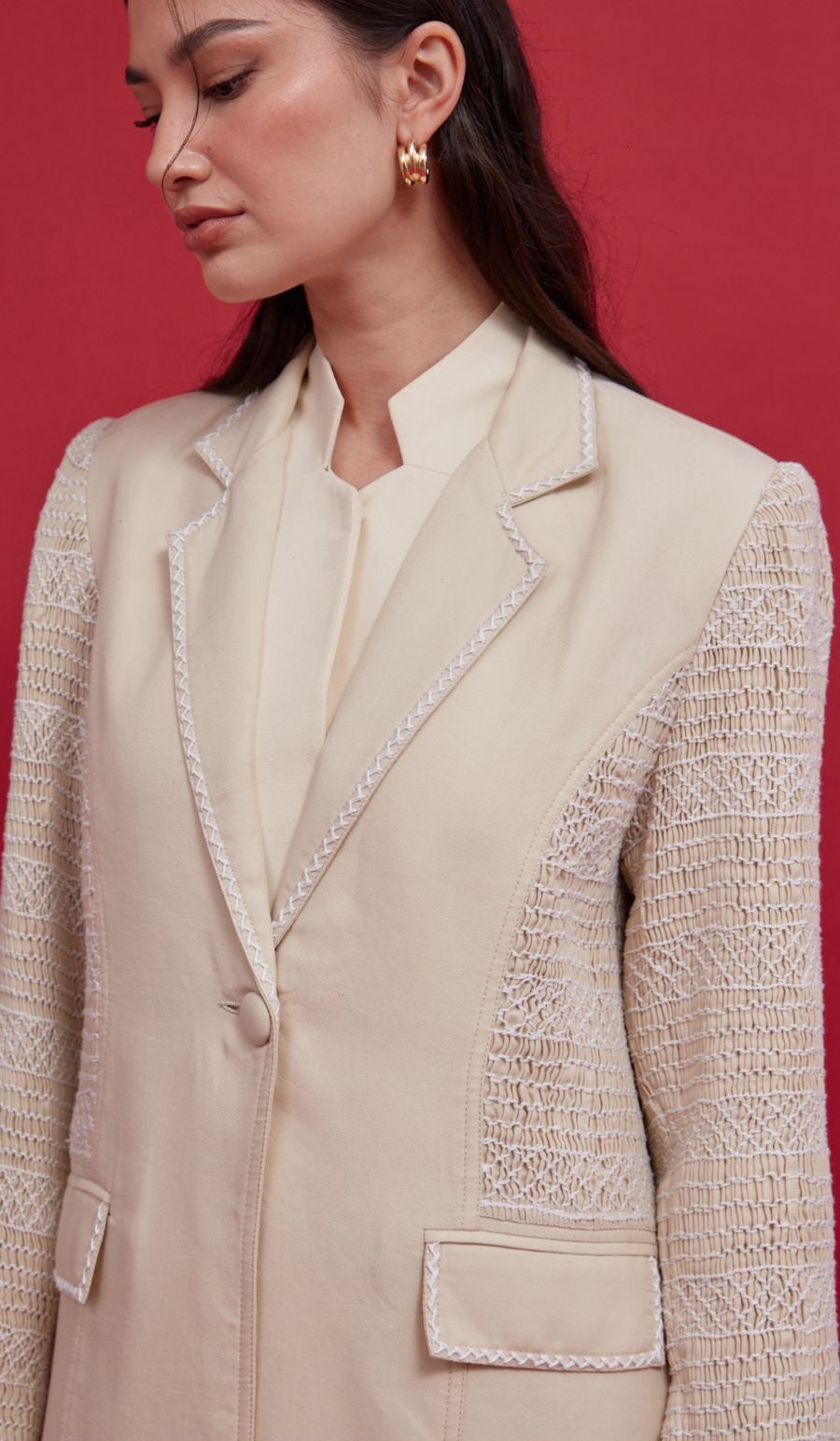 Blazer with Embroidery for Women : Front view