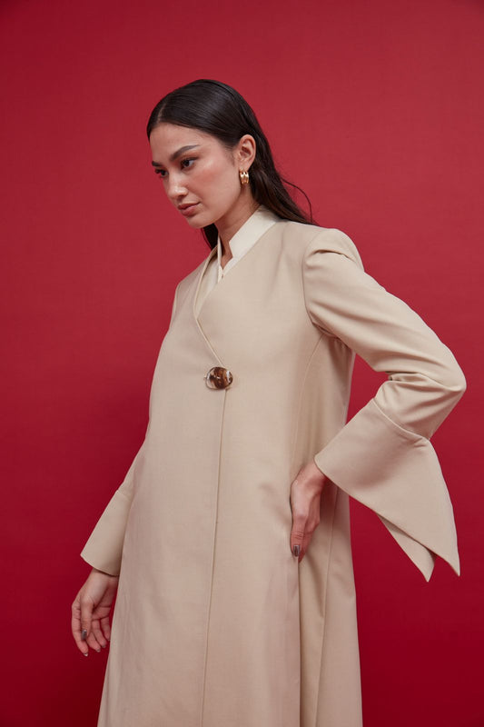 Women's Beige Tailored Blazer : Front view