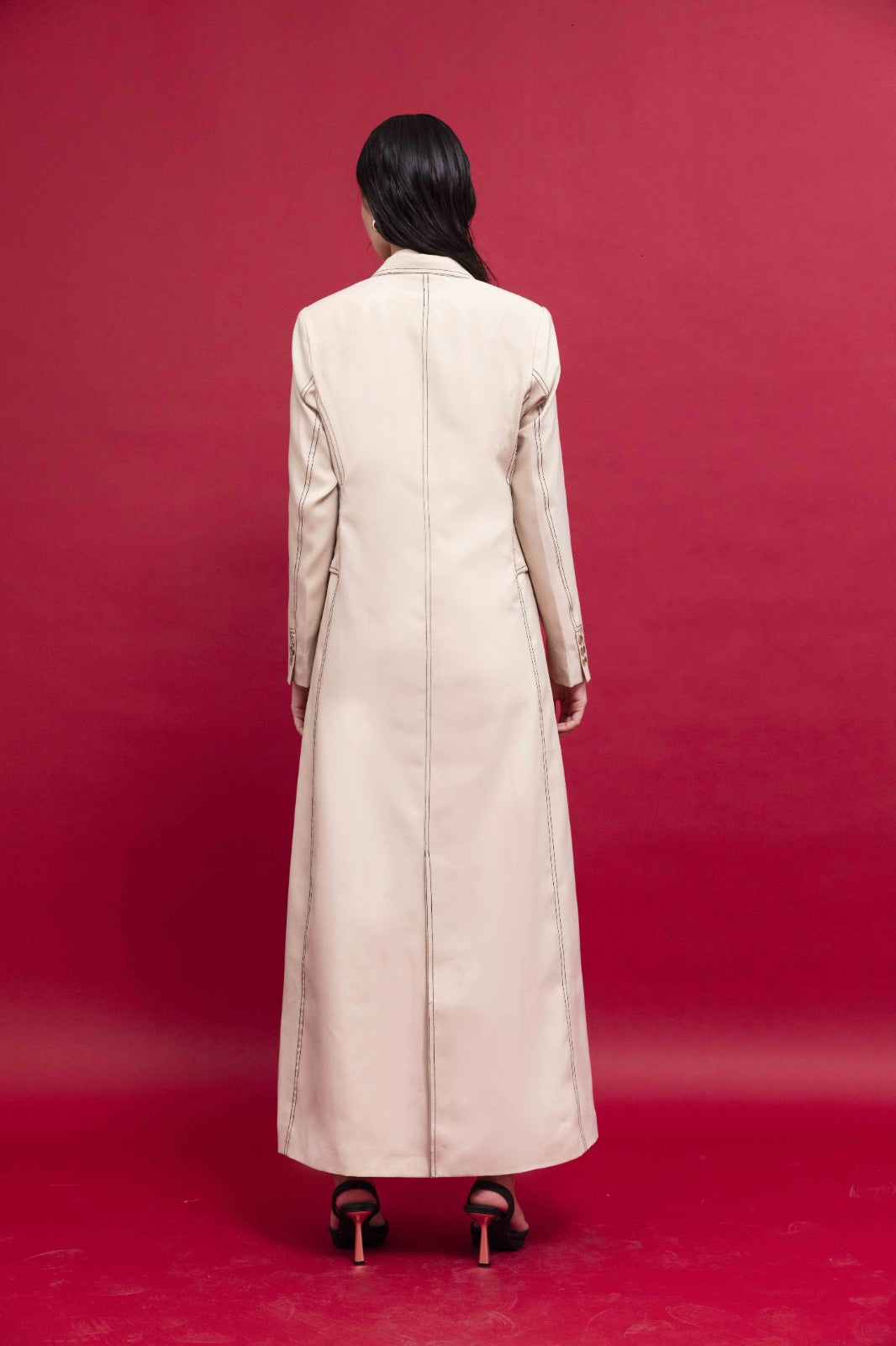 Women's Beige Tailored Blazer : Back view