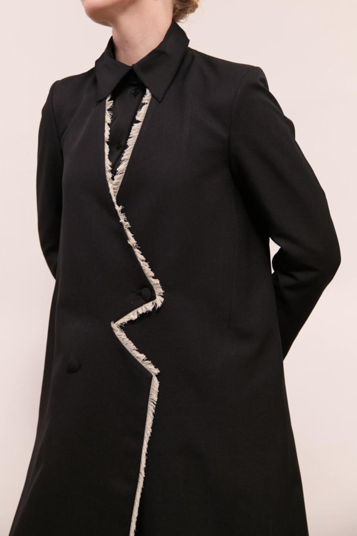 Women's Black Fringe Blazer : Front view