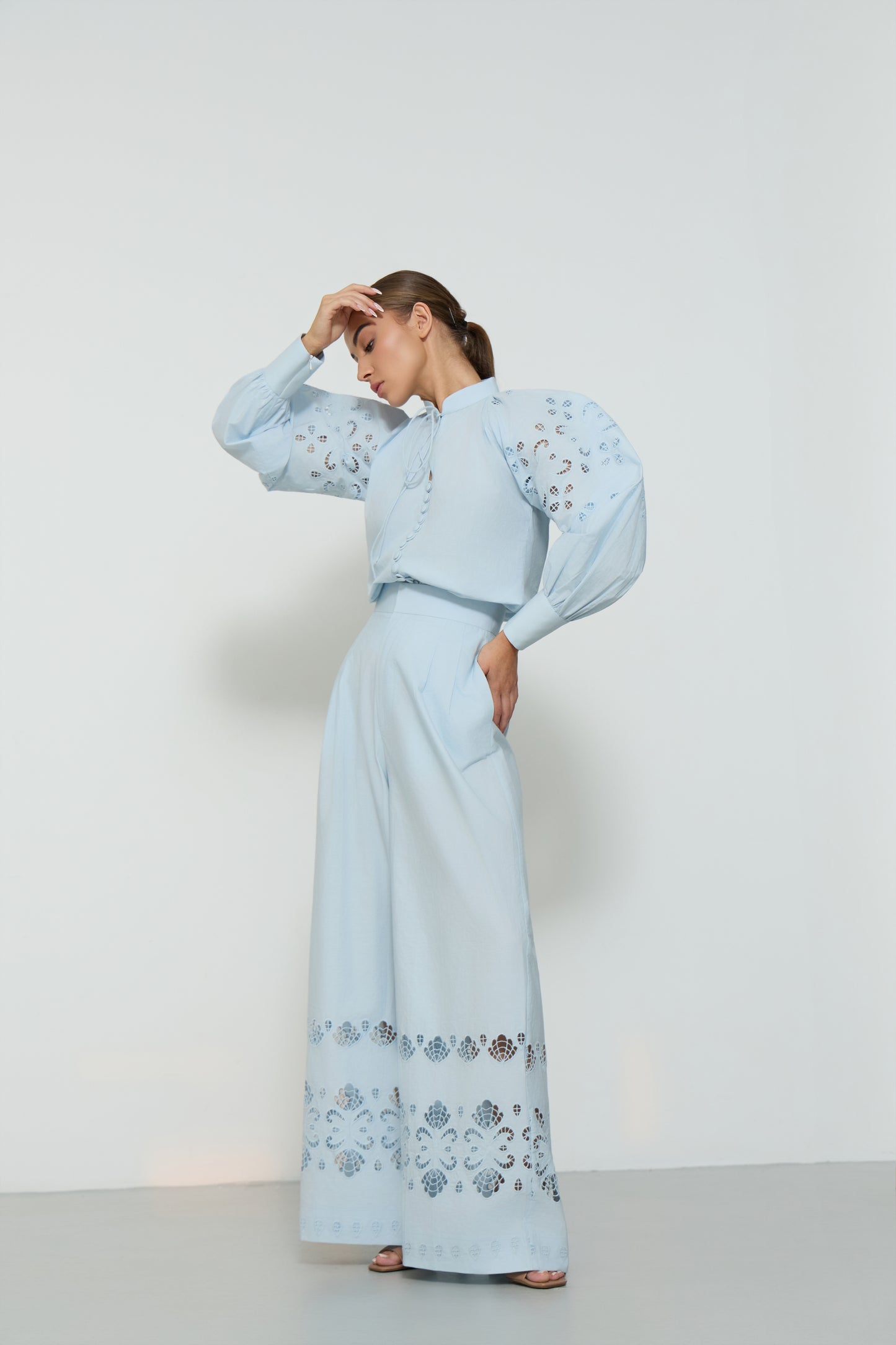 HENNA EMBROIDERY LONG SLEEVE BUTTONED SHIRT