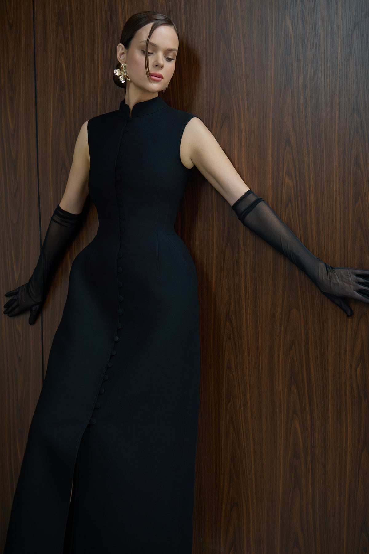The Buttoned High Neck Dress