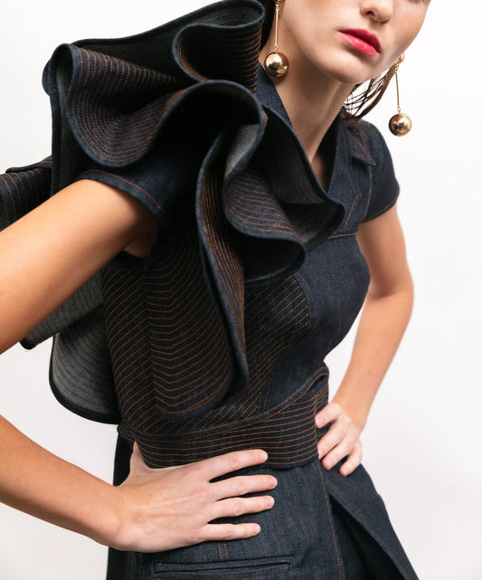 Ruffles Corset Top for Women – Chic Corset Shirt with Ruffles : Side view