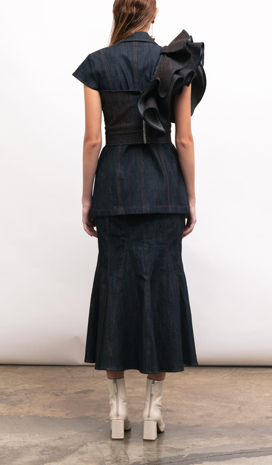 Ruffles Corset Top for Women – Chic Corset Shirt with Ruffles : Back view