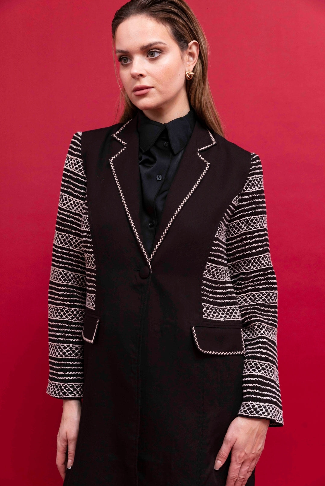 Blazer with Embroidery for Women : Front view