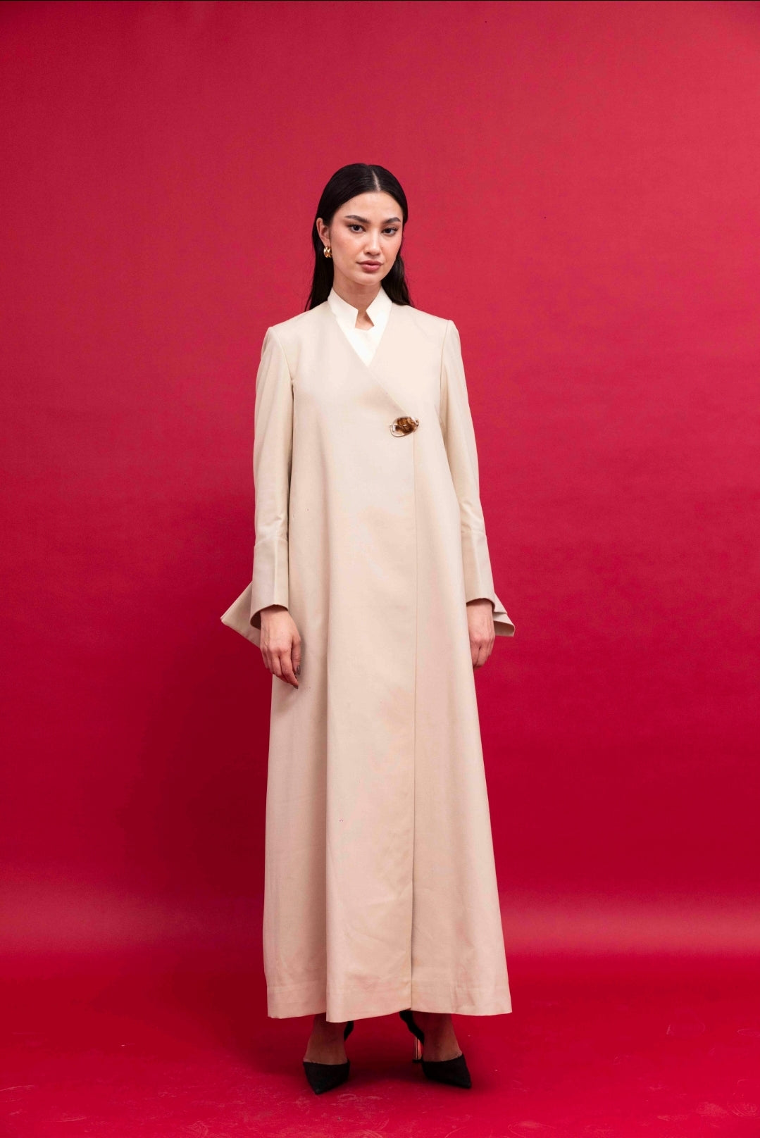 Women's Beige Tailored Blazer : Front view