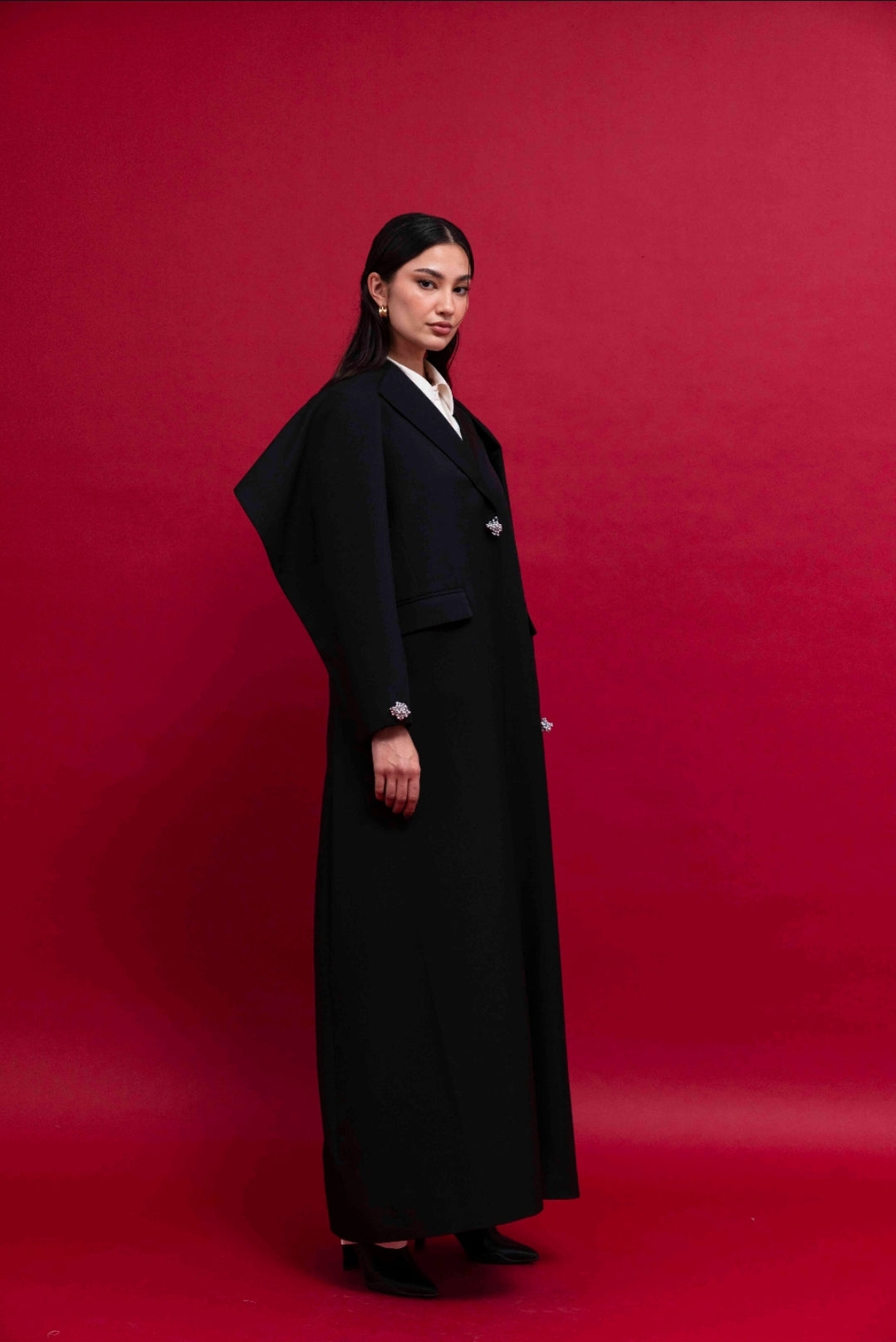 Luxury Cape Embellished Blazer : Side view
