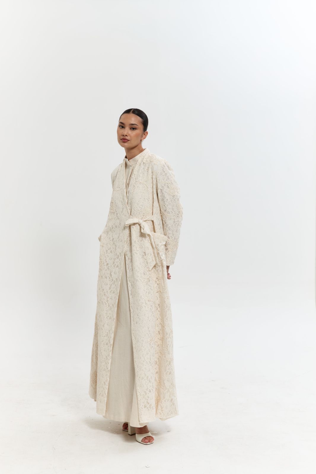 Cream Lace Line Embroidery
