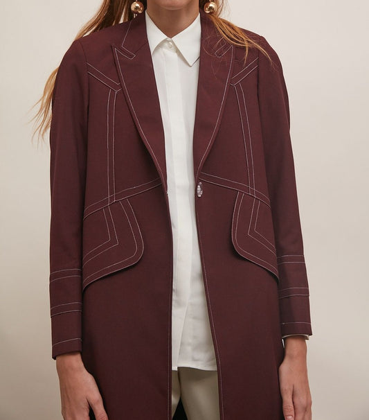 Burgundy Blazer for Women : Front view