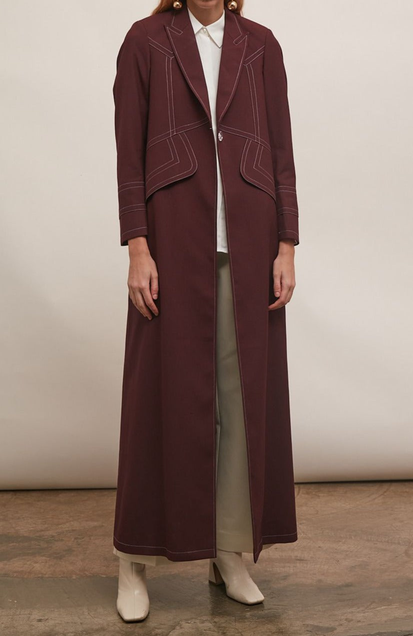 Burgundy Blazer for Women : Front view