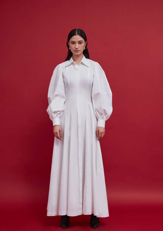 Cotton Maxi Shirt Dress for Women | Long Shirt Dress : Front view