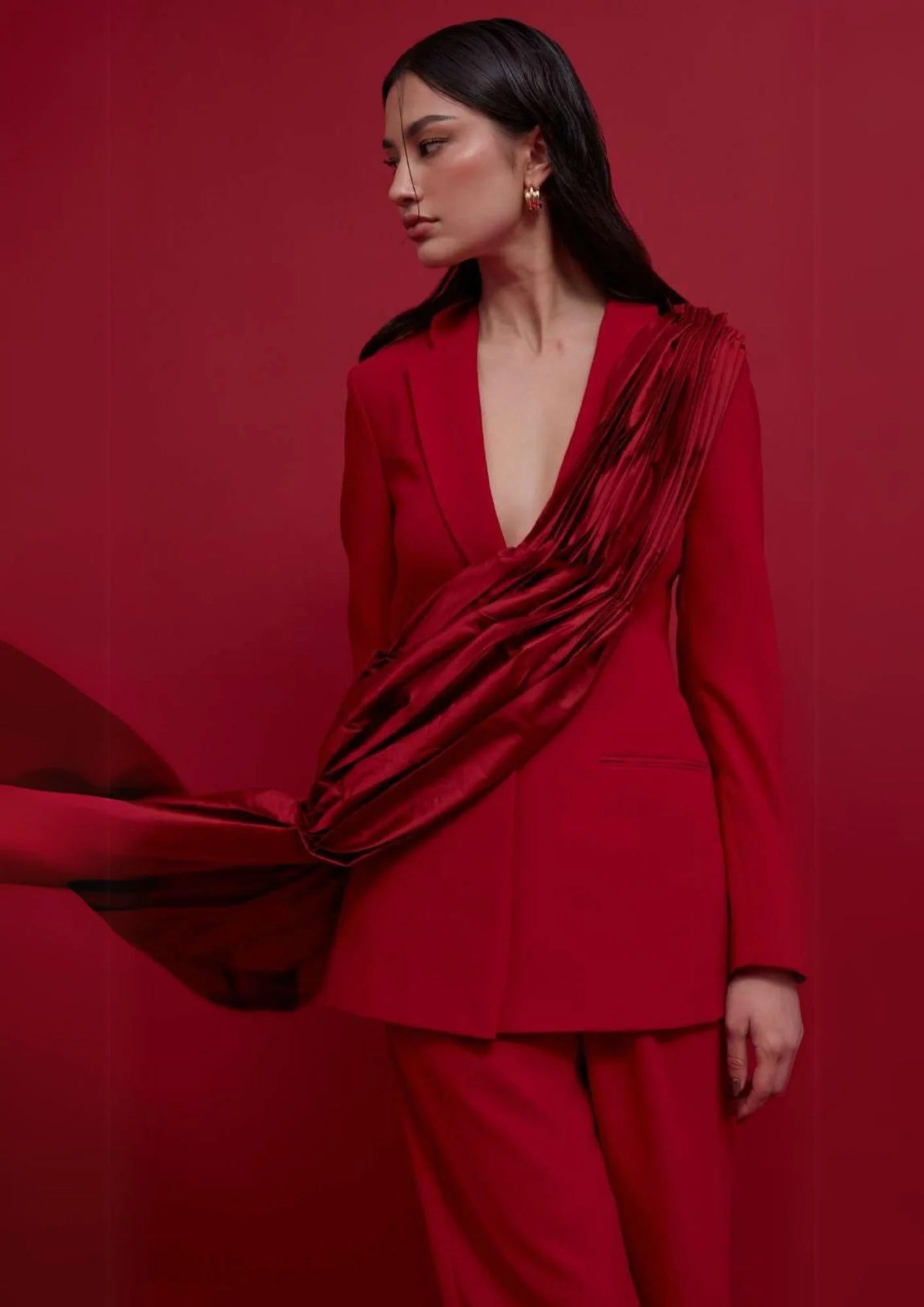 Red Draped suit
