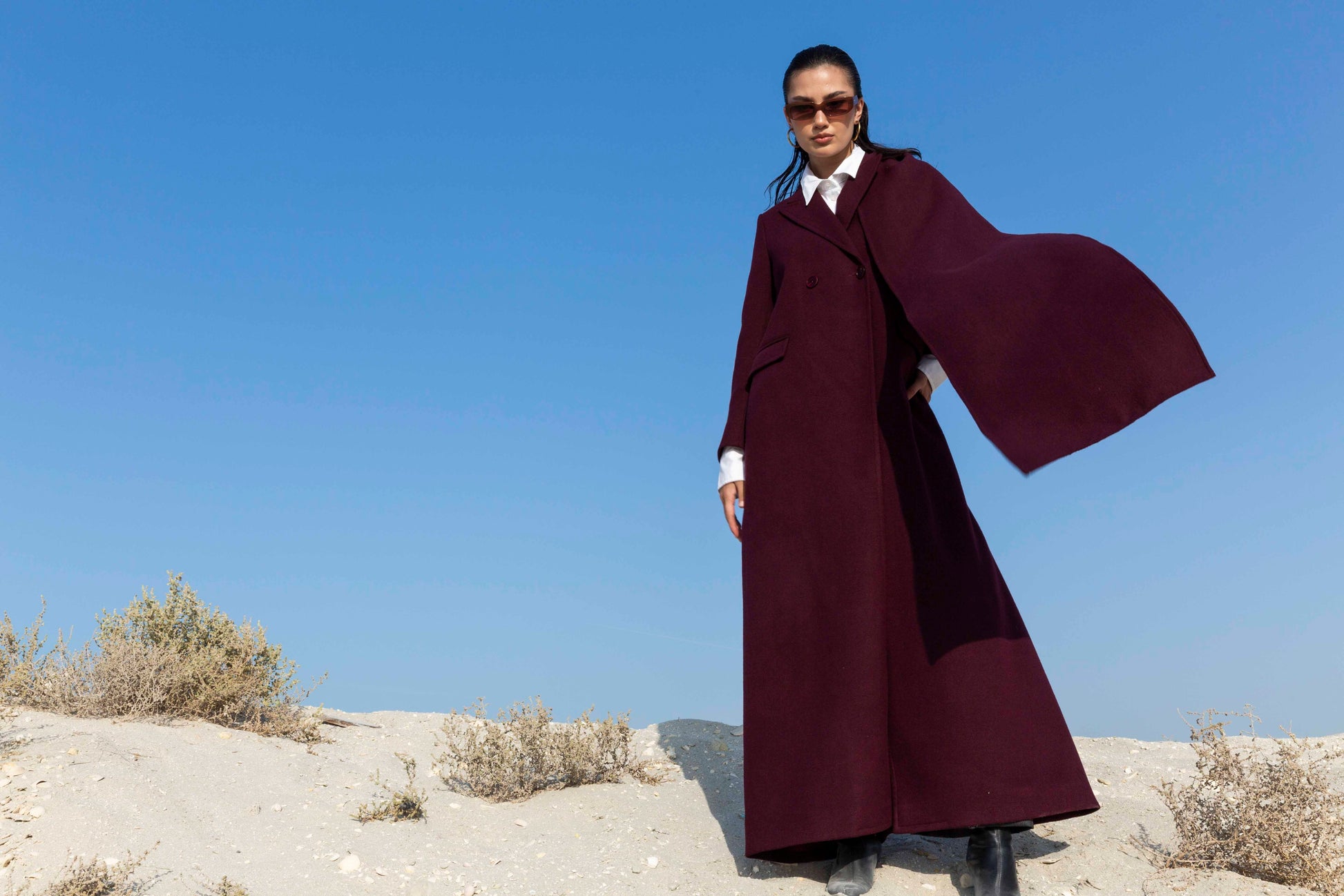 Maroon Wool Winter Blazer : Front view