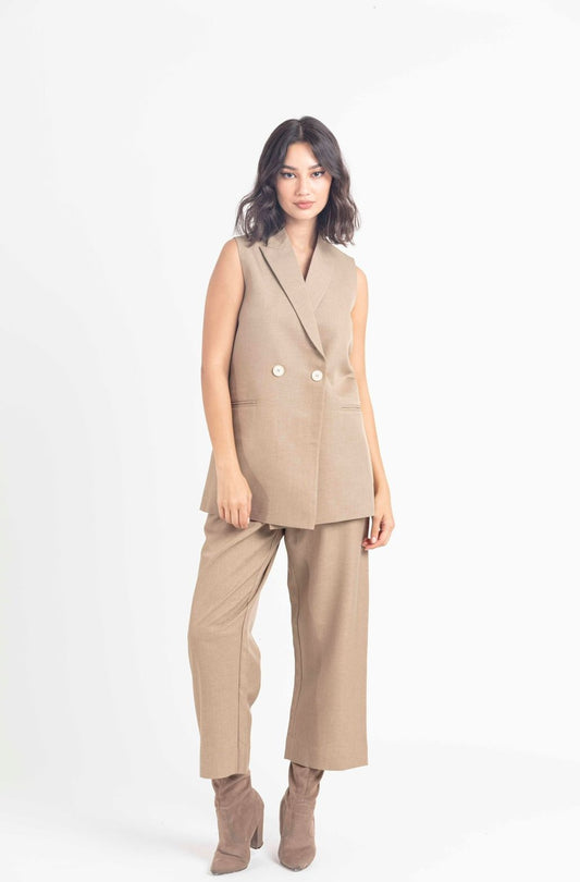 Beige Vest and Pants for Women : Front view