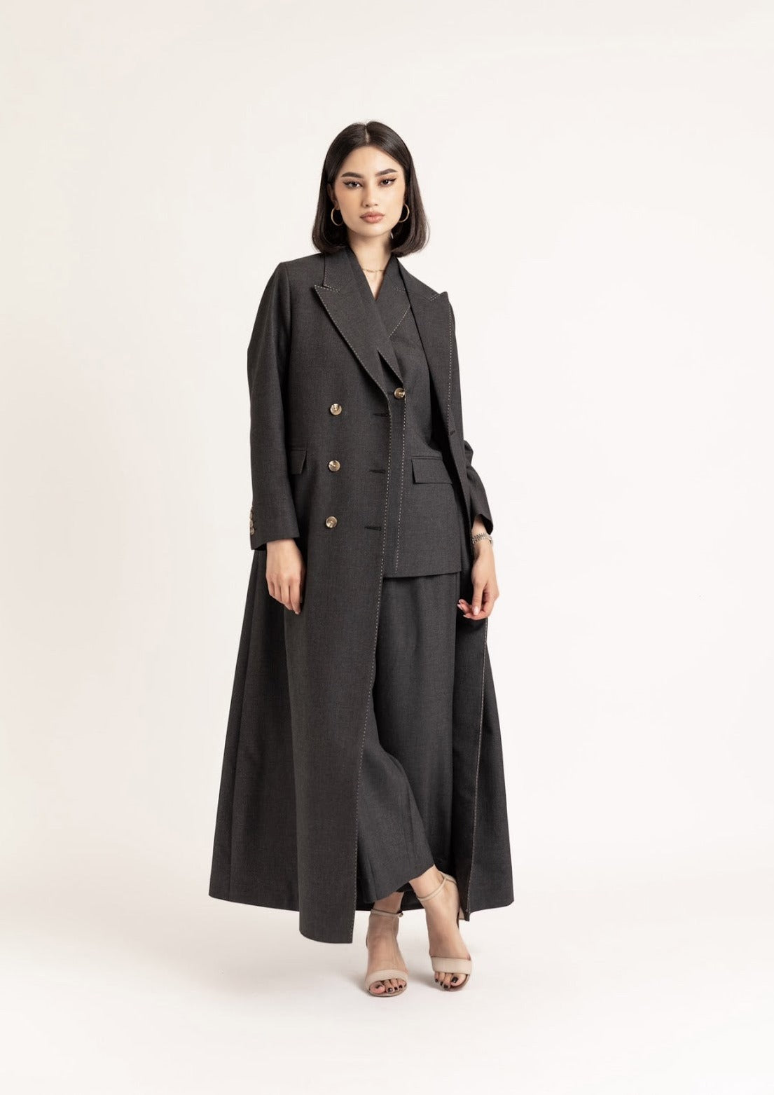 Women's Black Stitches Blazer : Front view