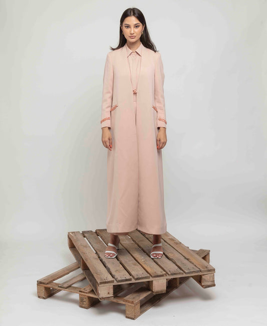 Women’s Peach Embellished Blazer : Front view