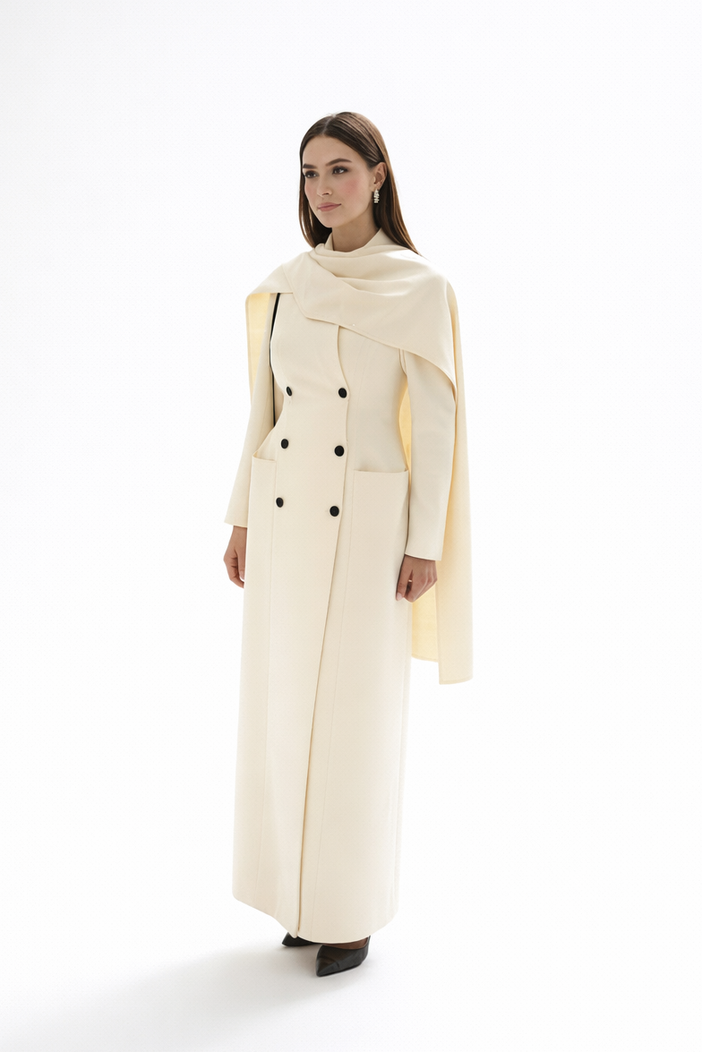 Hourglass wool coat with scarf