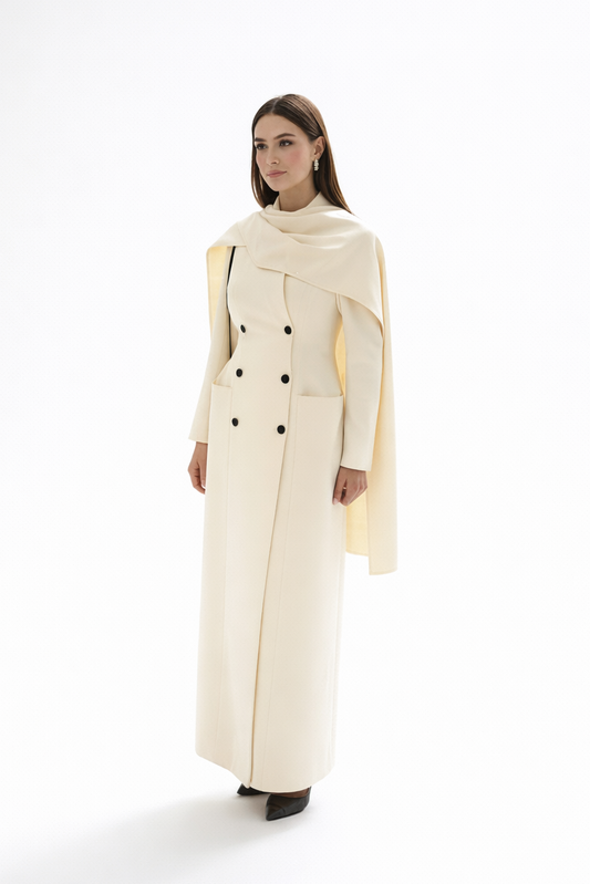 Hourglass wool coat with scarf