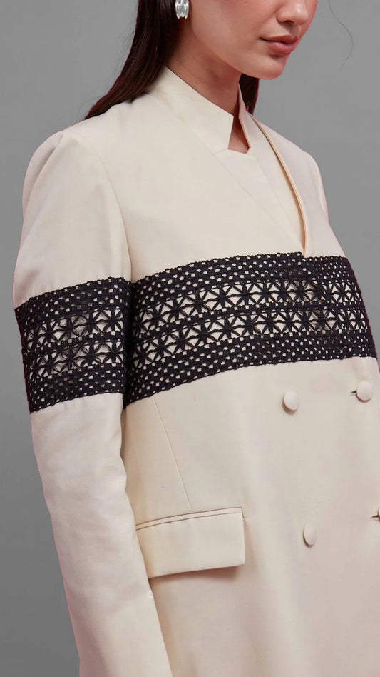 Beige Crochet top blazer