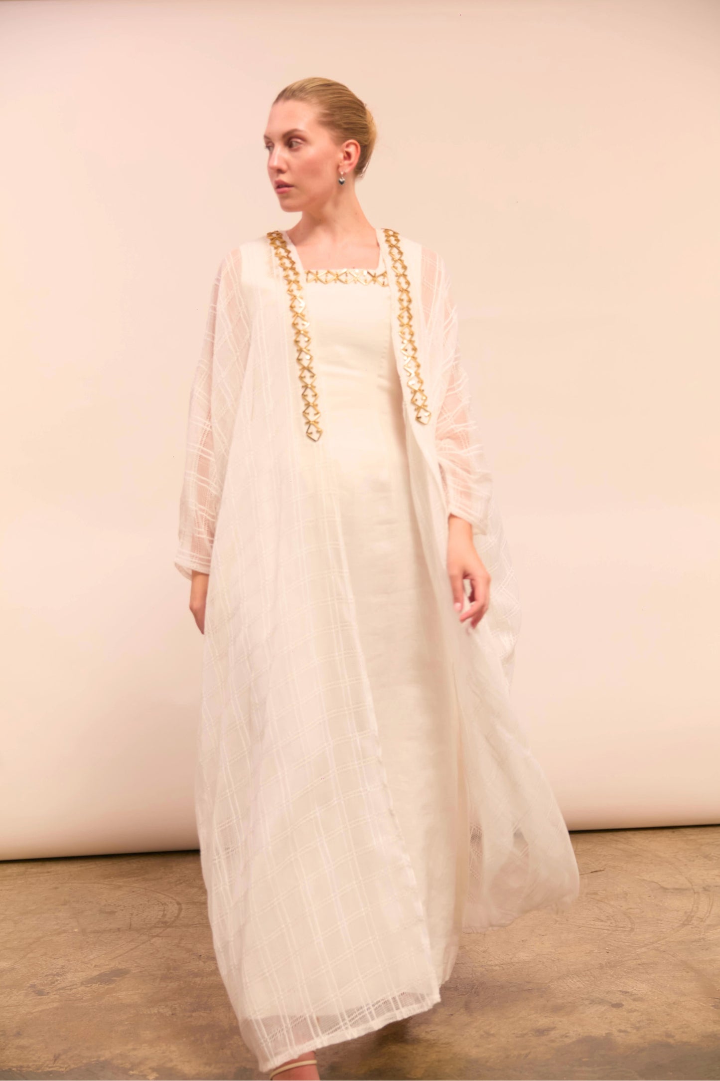 The Dress/Bisht gold embileqshed set