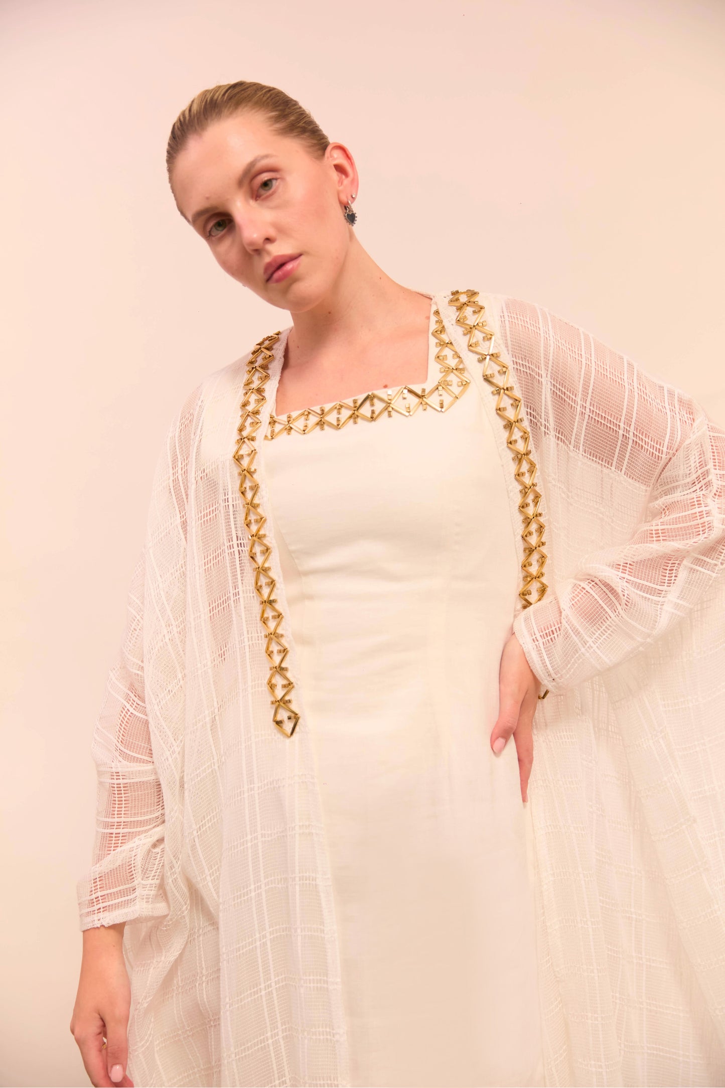 The Dress/Bisht gold embileqshed set