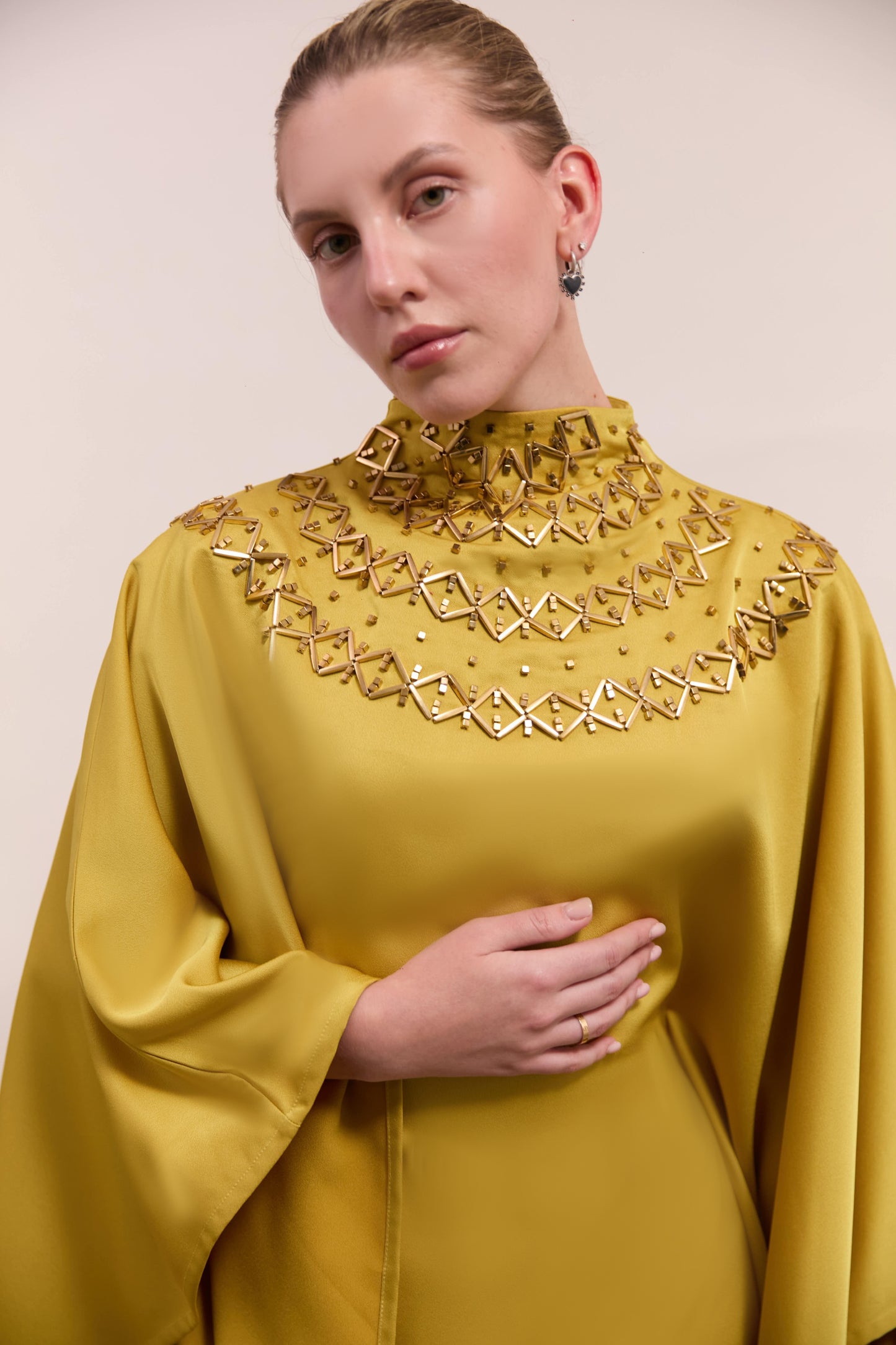 Mustard Kaftans With Gold embellishments