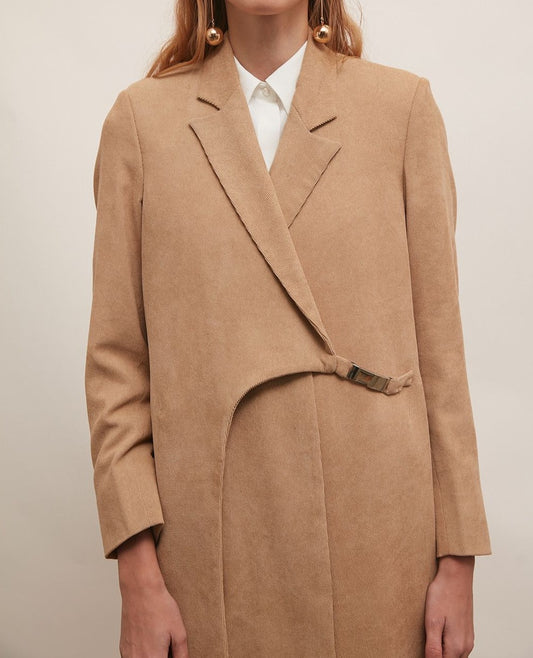 Beige Corduroy Women’s Blazer : Front view