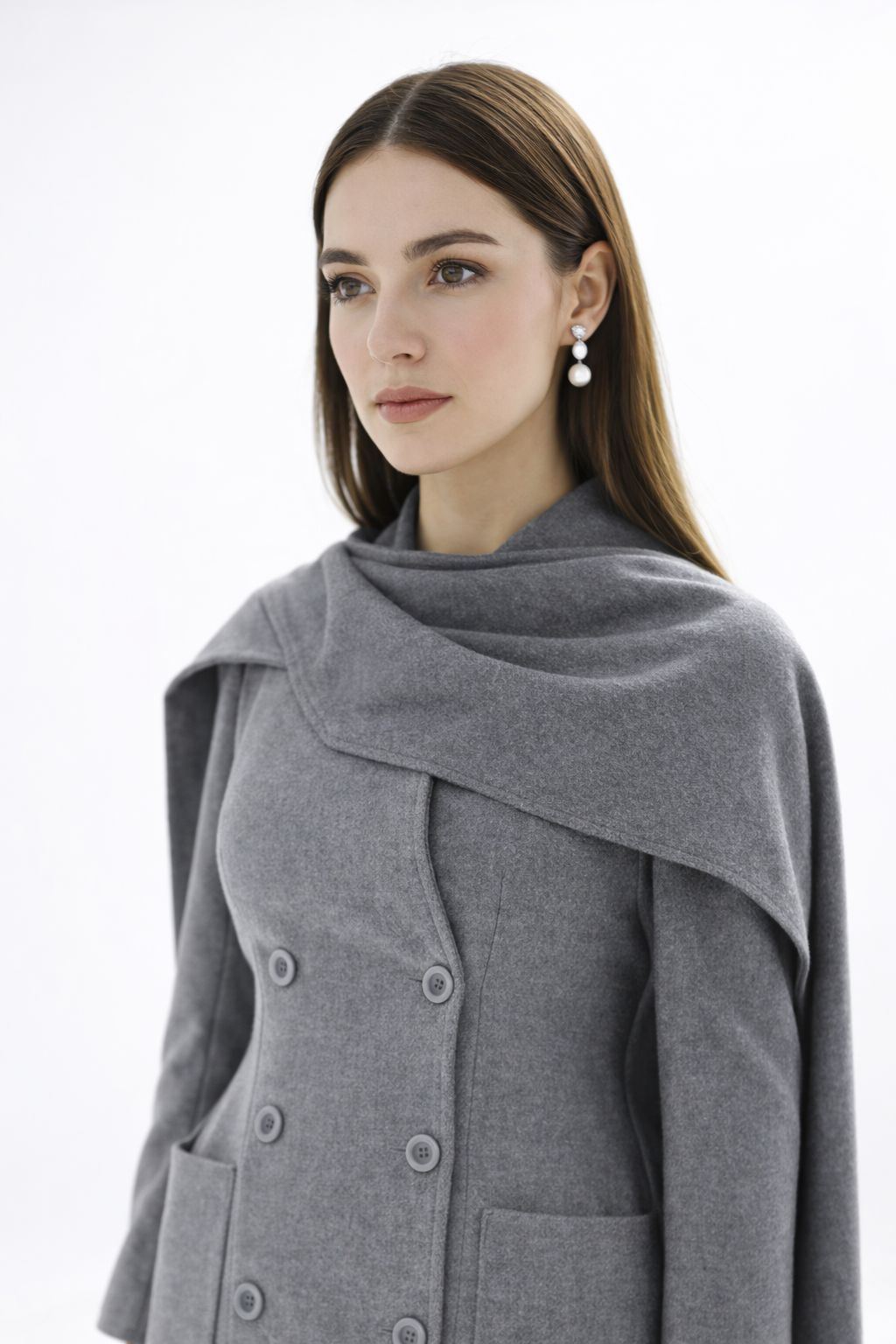 Hourglass wool coat with scarf