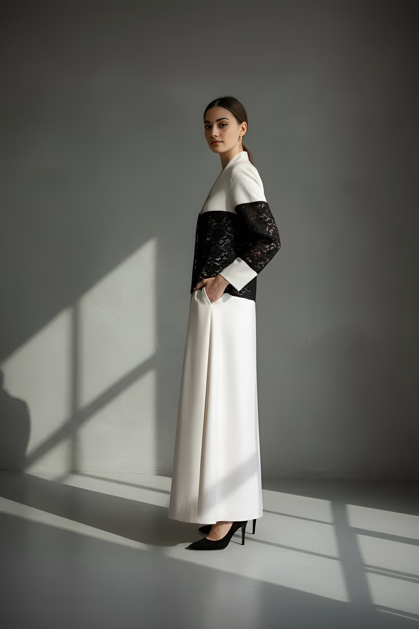 Leather lace classic blazer