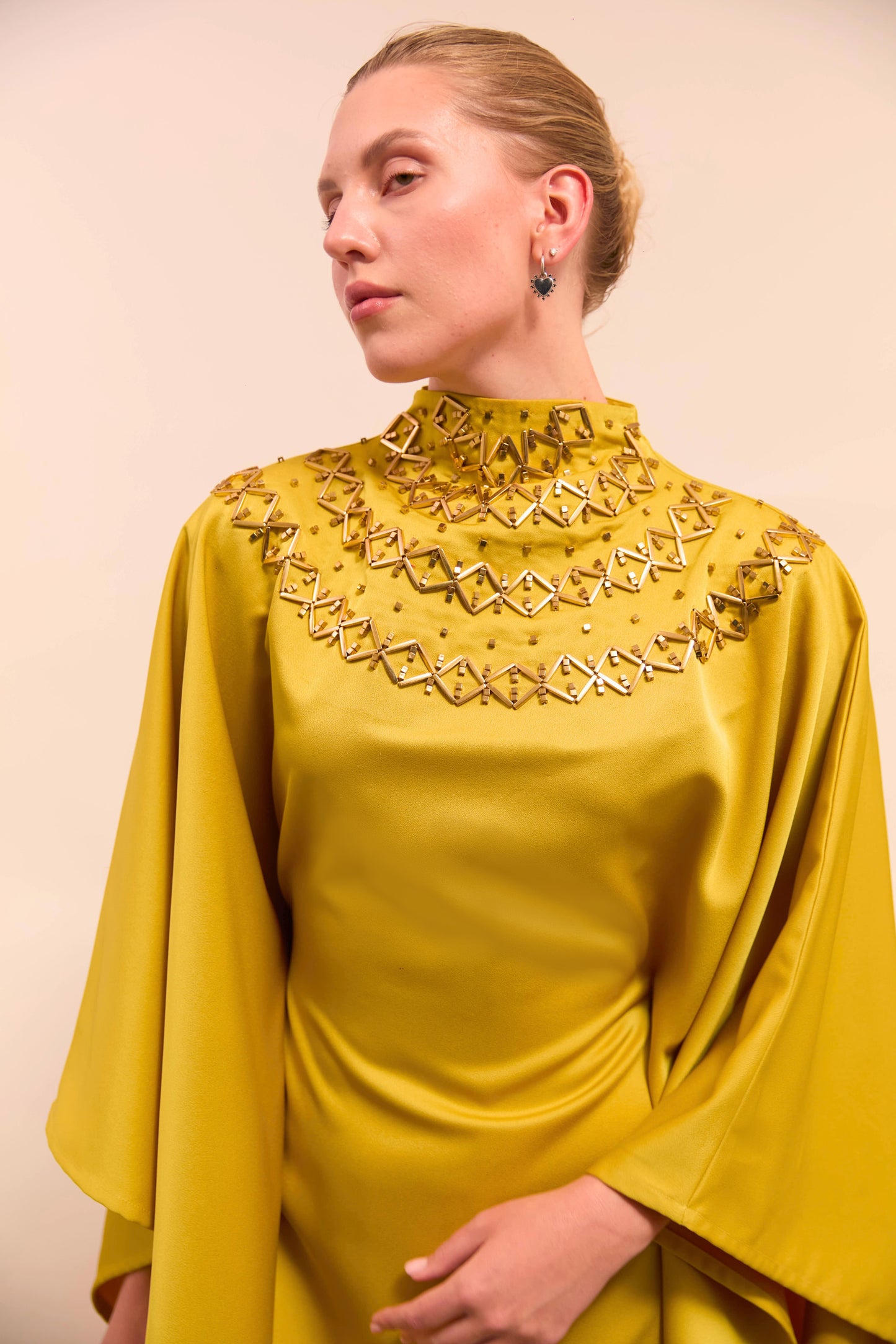 Mustard Kaftans With Gold embellishments