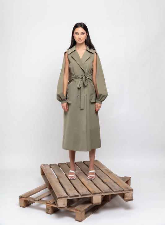 Puffy Sleeve Trench Coat (PRELOVED)