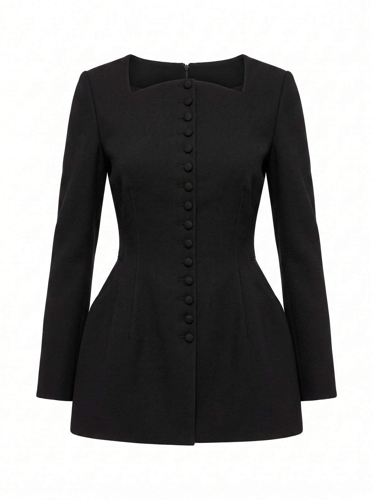 Structured buttoned long sleeve top