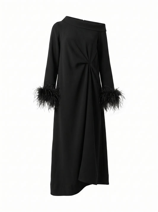 Feathers draped Dress