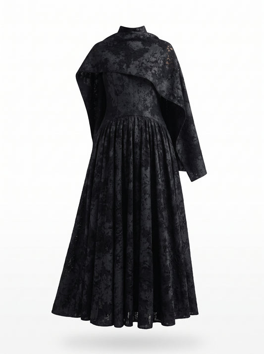 Lace leather drop waist with scarf