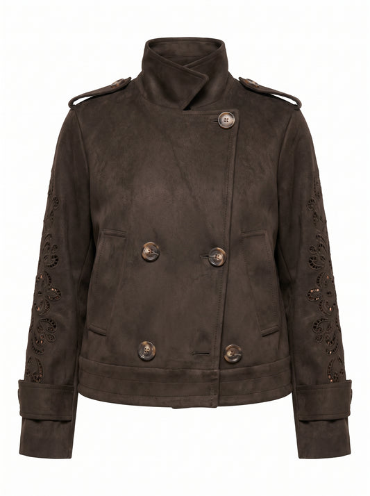 Suede Henna Cropped Trenchcoat