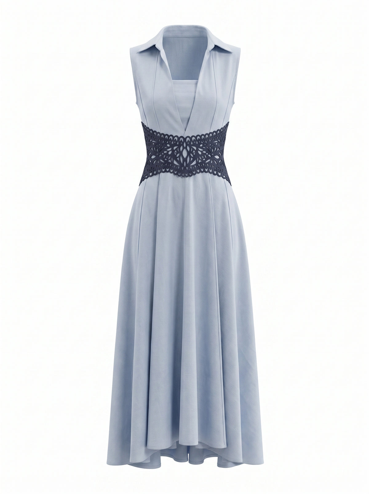 SLEEVELESS EDGES MAXI COTTON DRESS