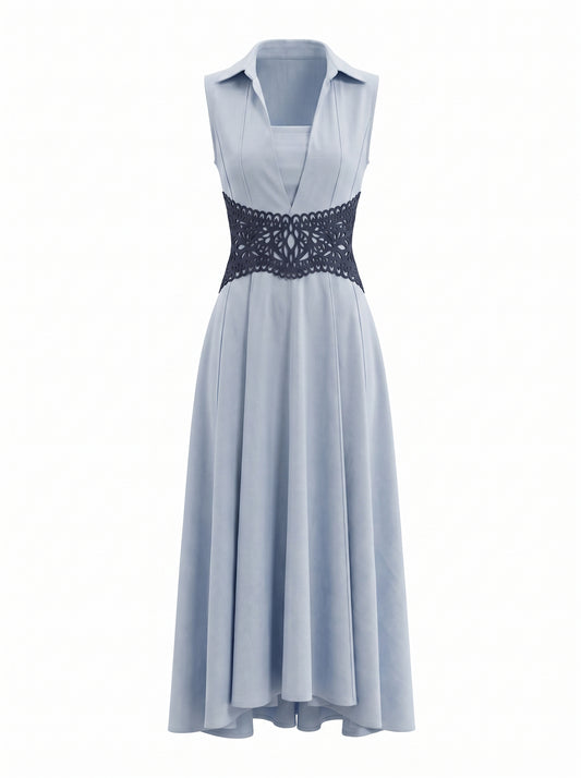SLEEVELESS EDGES MAXI COTTON DRESS
